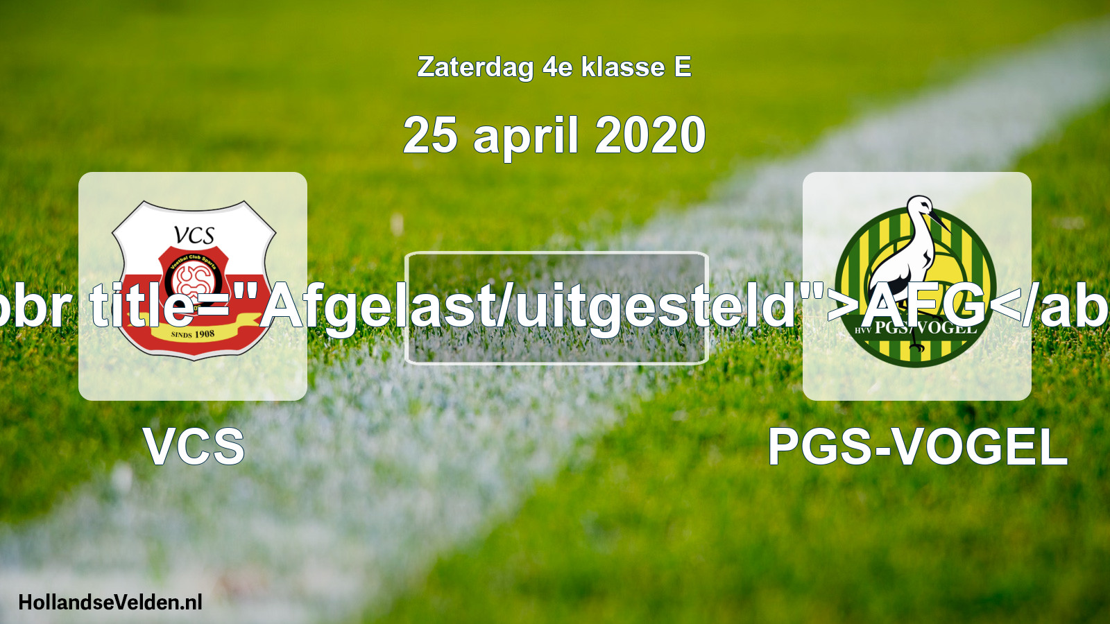 Scheduled Match: VCS - PGS-VOGEL (25 April 2020)