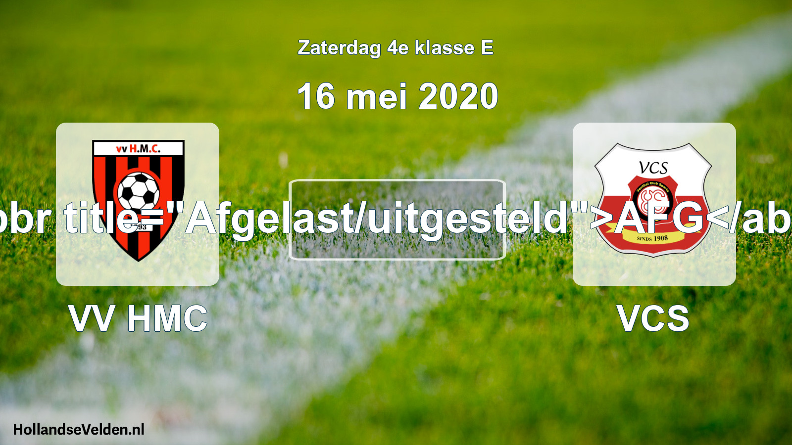 Scheduled Match: VV HMC - VCS (16 May 2020)