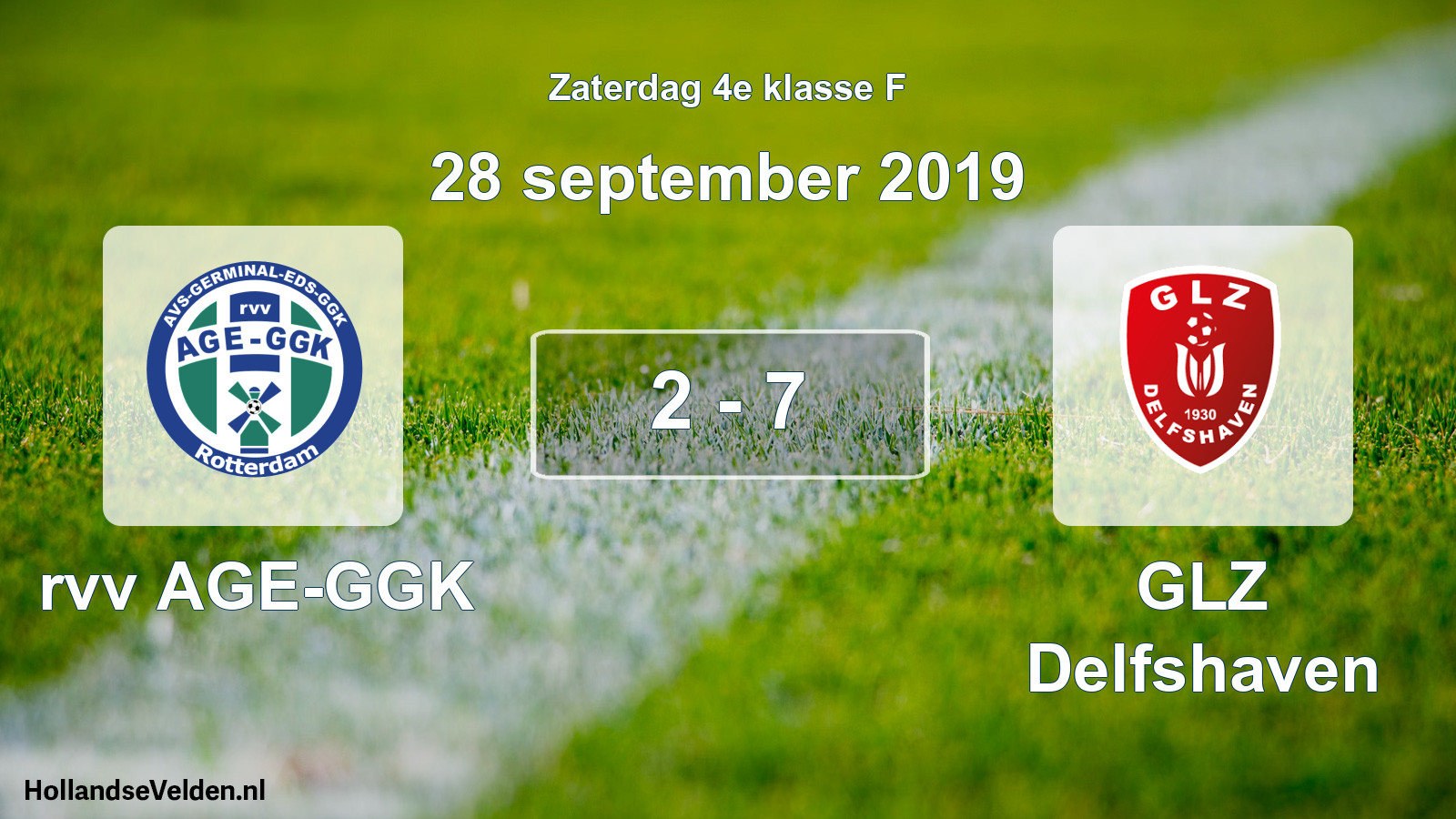 Total number of matches played: rvv AGE-GGK - GLZ Delfshaven 2 - 7 (28 September 2019)