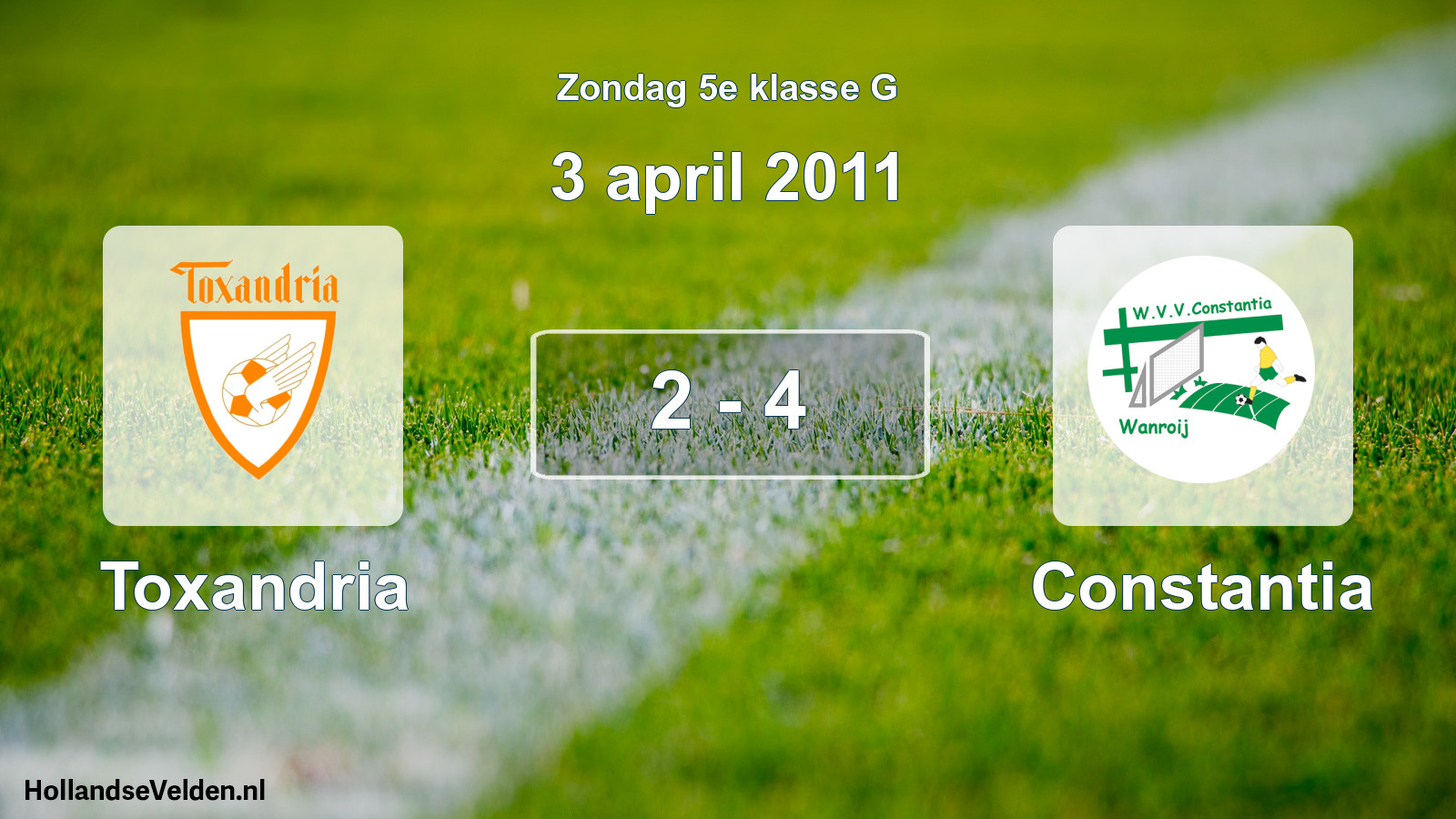 Total number of matches played: Toxandria - Constantia 2 - 4 (3 April 2011)