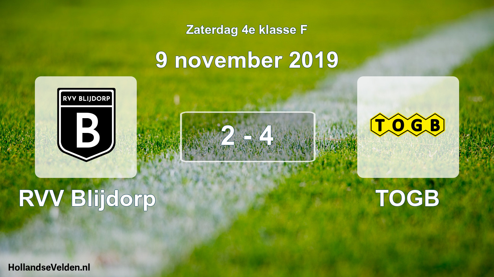 Total number of matches played: RVV Blijdorp - TOGB 2 - 4 (9 November 2019)