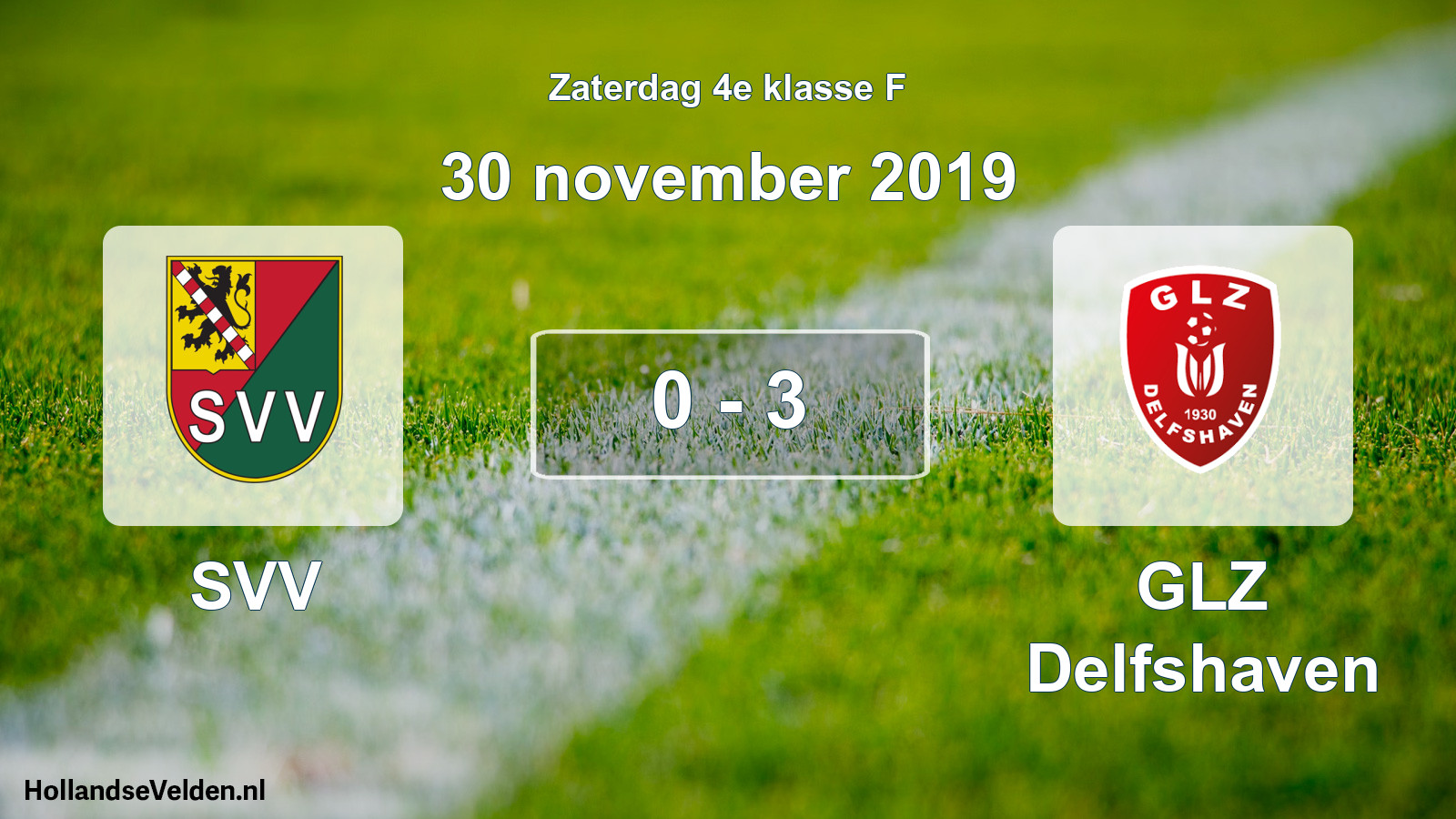 Total number of matches played: SVV - GLZ Delfshaven 0 - 3 (30 November 2019)