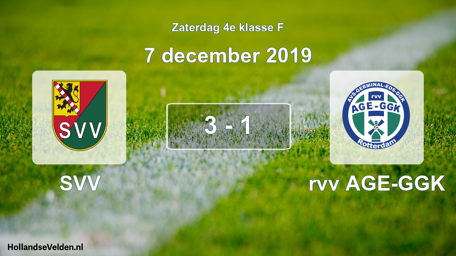 Total number of matches played: SVV - rvv AGE-GGK 3 - 1 (7 December 2019)
