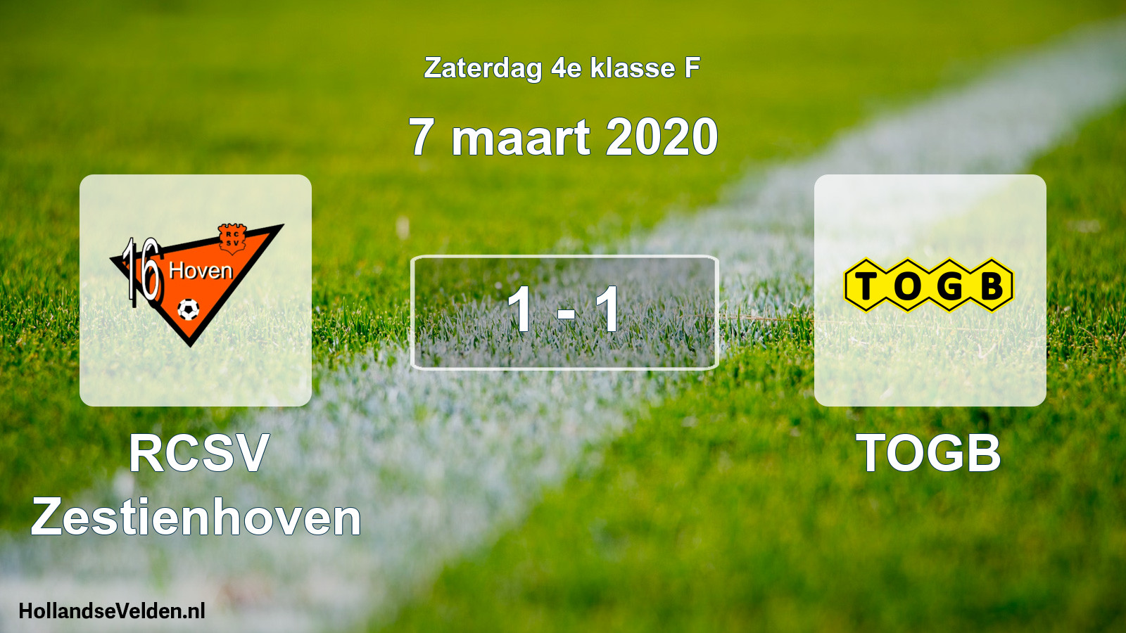 Total number of matches played: RCSV Zestienhoven - TOGB 1 - 1 (7 March 2020)