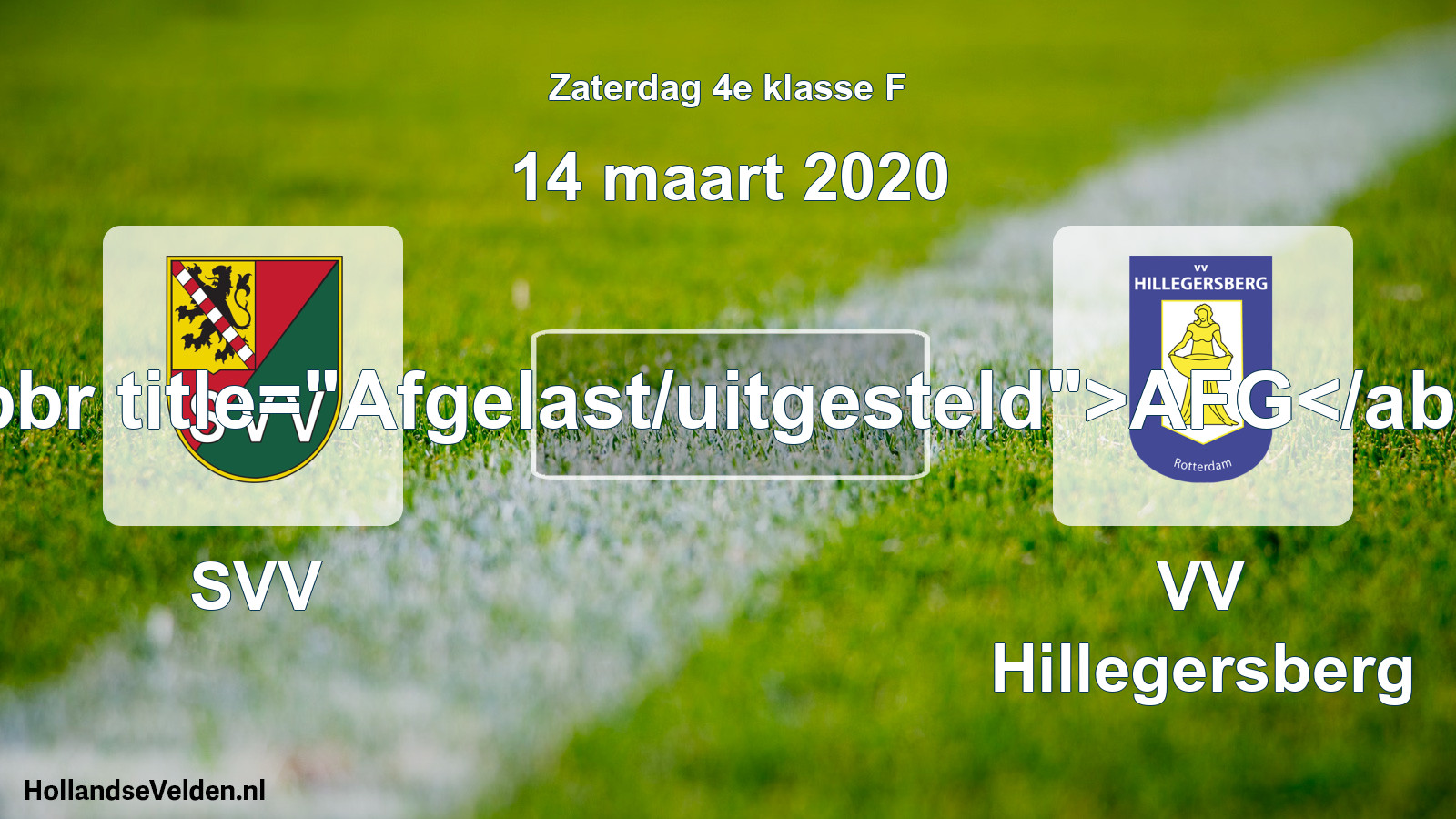 Scheduled Match: SVV - VV Hillegersberg (14 March 2020)