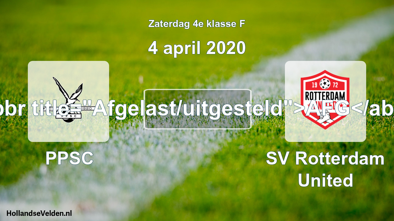 Scheduled Match: PPSC - SV Rotterdam United (4 April 2020)