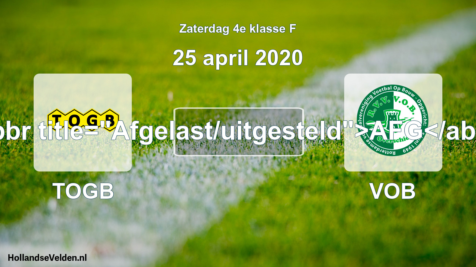 Scheduled Match: TOGB - VOB (25 April 2020)