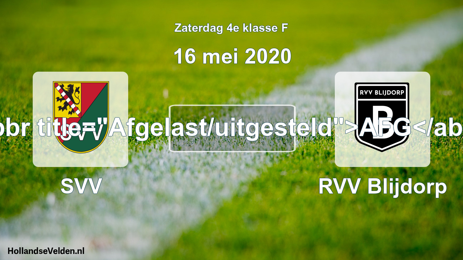 Scheduled Match: SVV - RVV Blijdorp (16 May 2020)