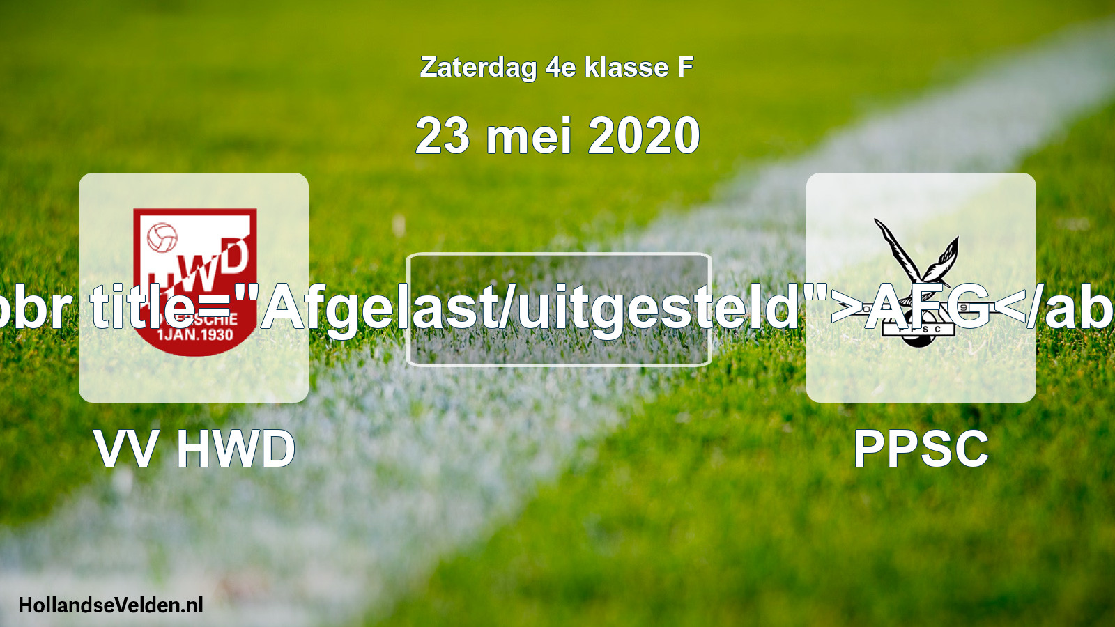 Scheduled Match: VV HWD - PPSC (23 May 2020)
