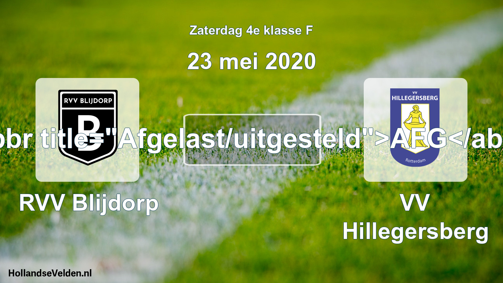Scheduled Match: RVV Blijdorp - VV Hillegersberg (23 May 2020)