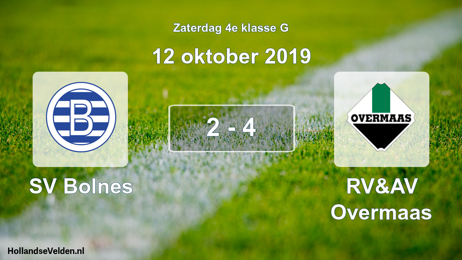 Total number of matches played: SV Bolnes - RV&AV Overmaas 2 - 4 (12 October 2019)