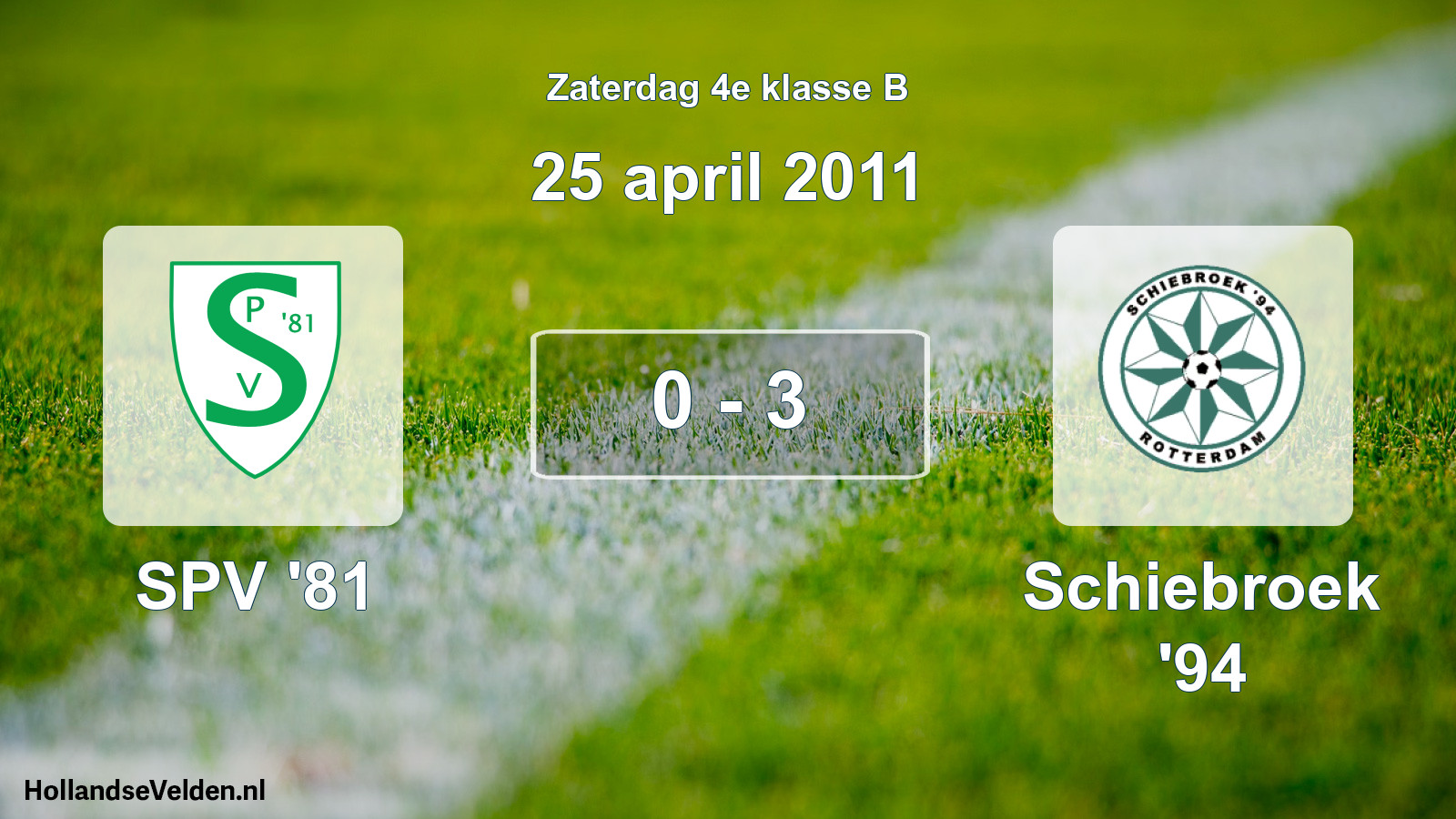 Total number of matches played: SPV '81 - Schiebroek '94 0 - 3 (25 April 2011)
