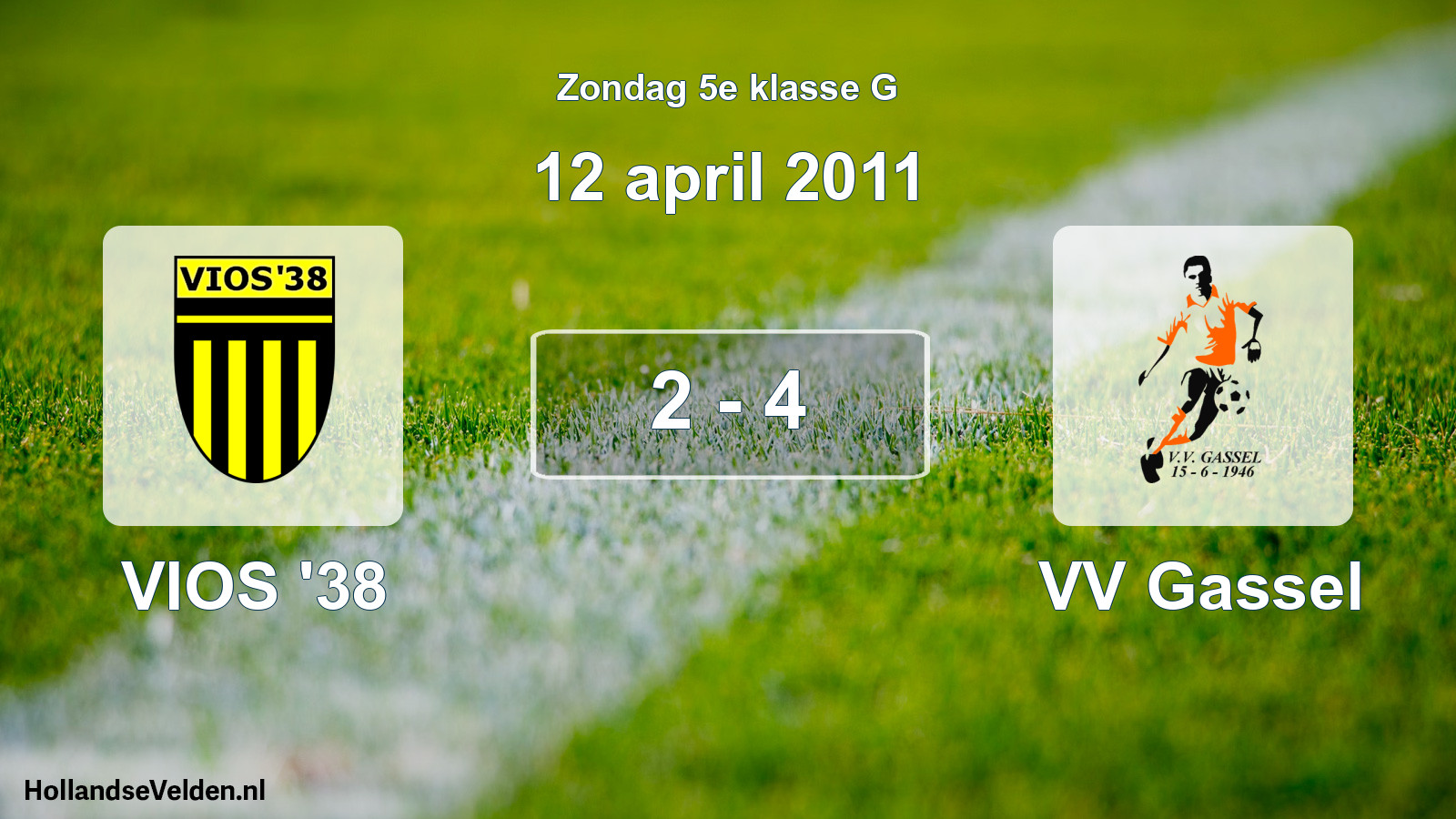 Total number of matches played: VIOS '38 - VV Gassel 2 - 4 (12 April 2011)