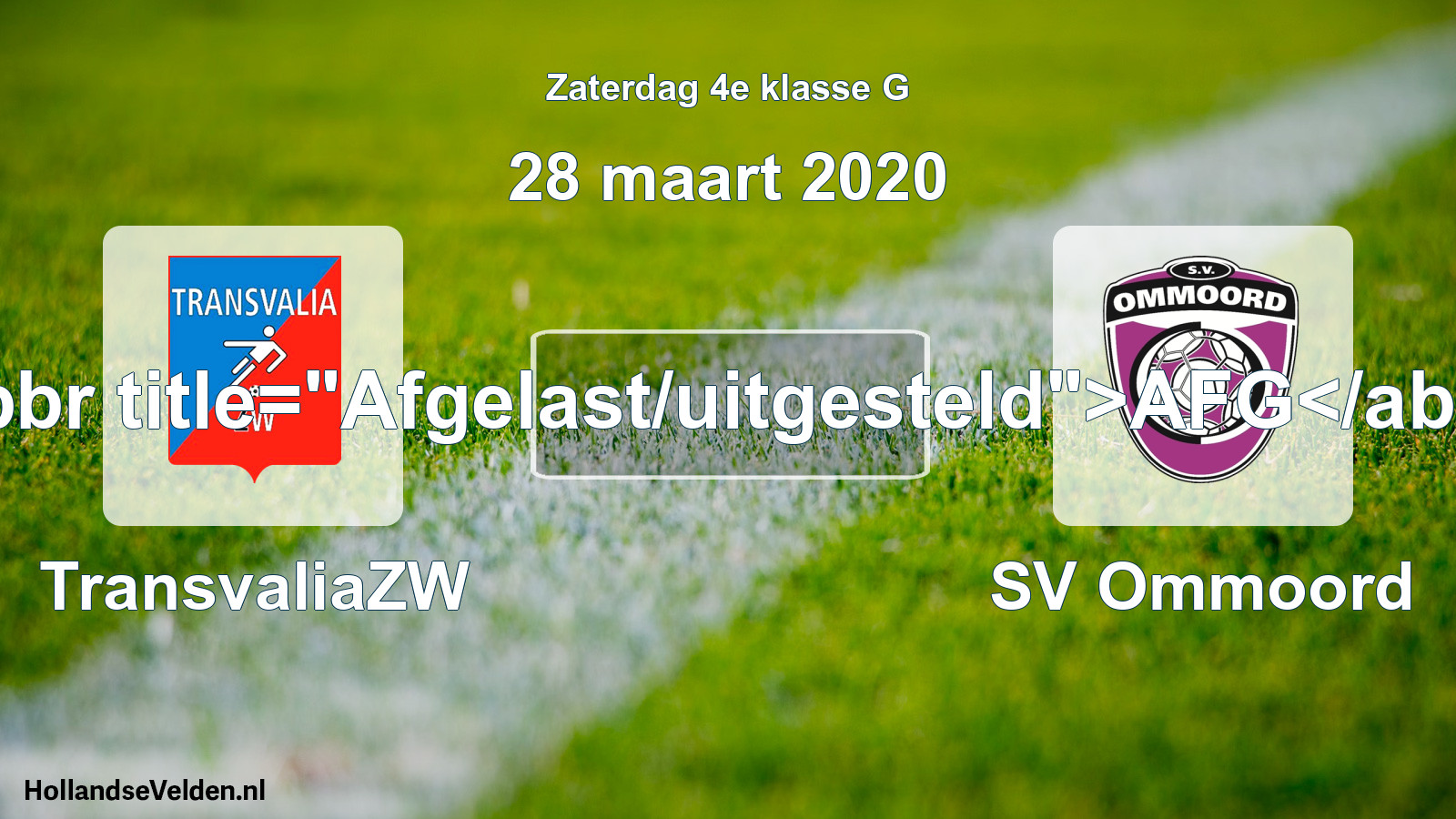 Scheduled Match: TransvaliaZW - SV Ommoord (28 March 2020)