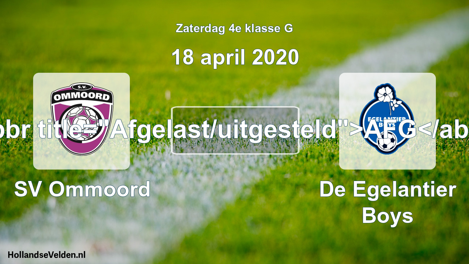 Scheduled Match: SV Ommoord - De Egelantier Boys (18 April 2020)