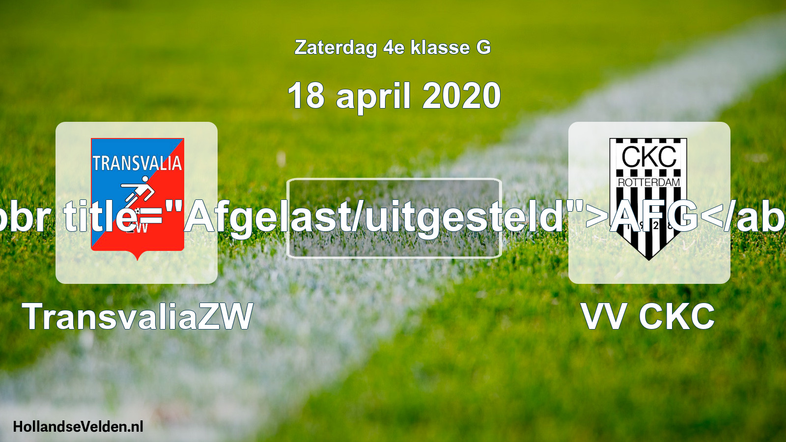 Scheduled Match: TransvaliaZW - VV CKC (18 April 2020)