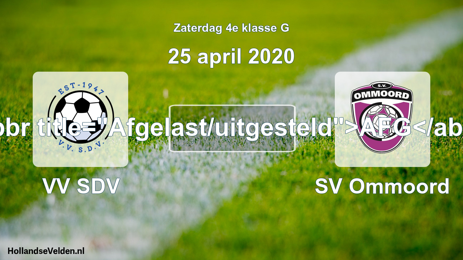 Scheduled Match: VV SDV - SV Ommoord (25 April 2020)