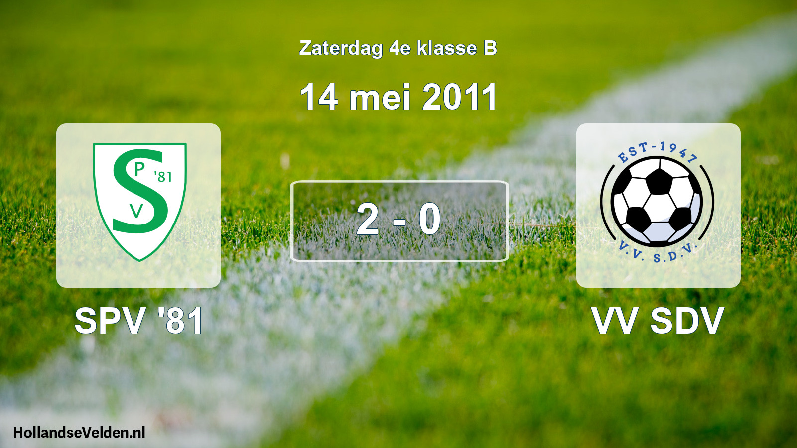 Total number of matches played: SPV '81 - VV SDV 2 - 0 (14 May 2011)