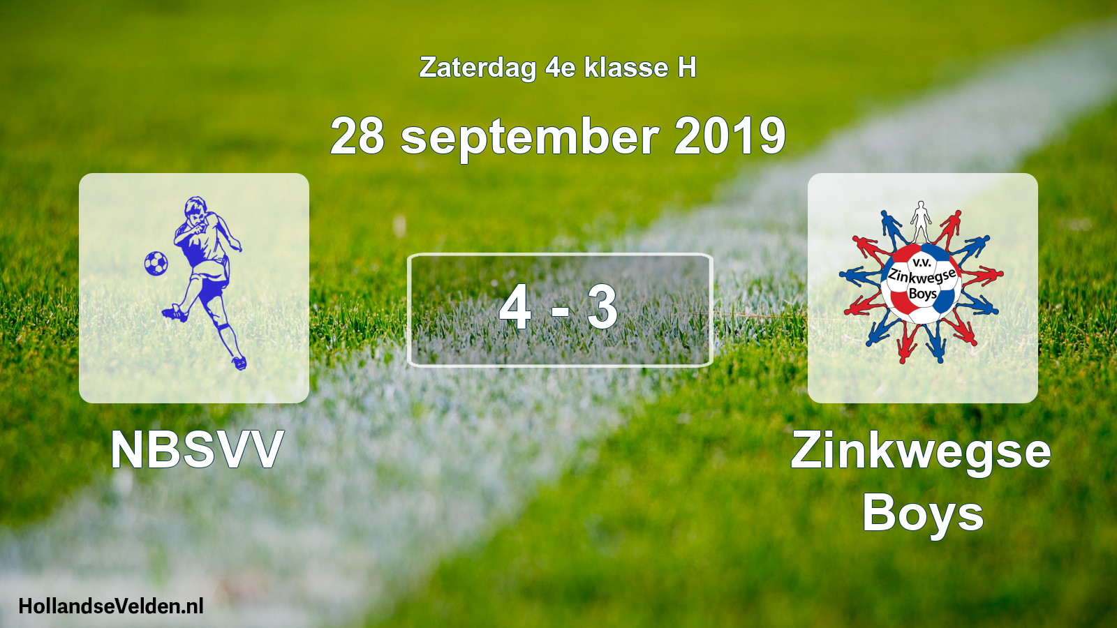 Total number of matches played: NBSVV - Zinkwegse Boys 4 - 3 (28 September 2019)