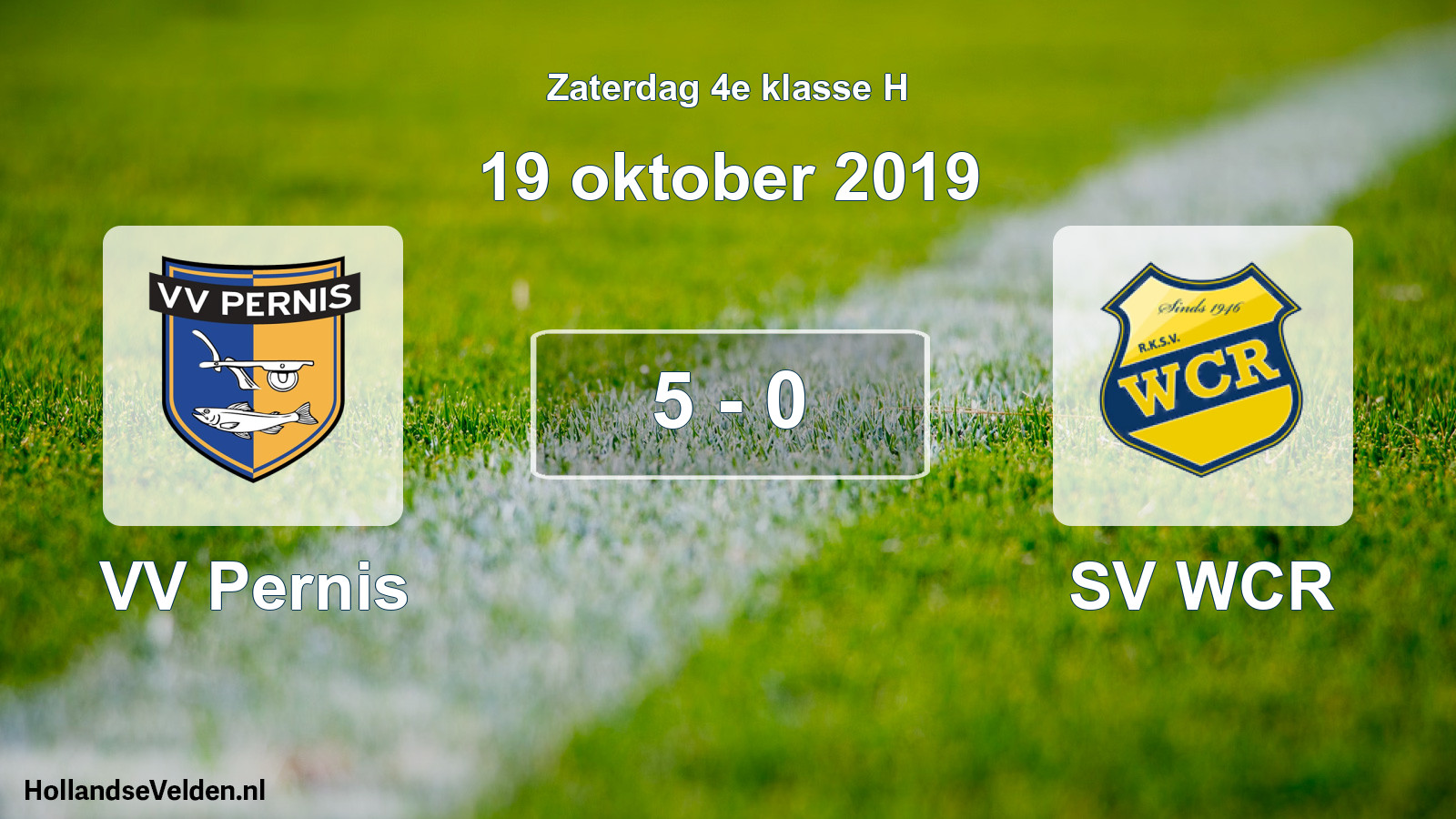 Total number of matches played: VV Pernis - SV WCR 5 - 0 (19 October 2019)