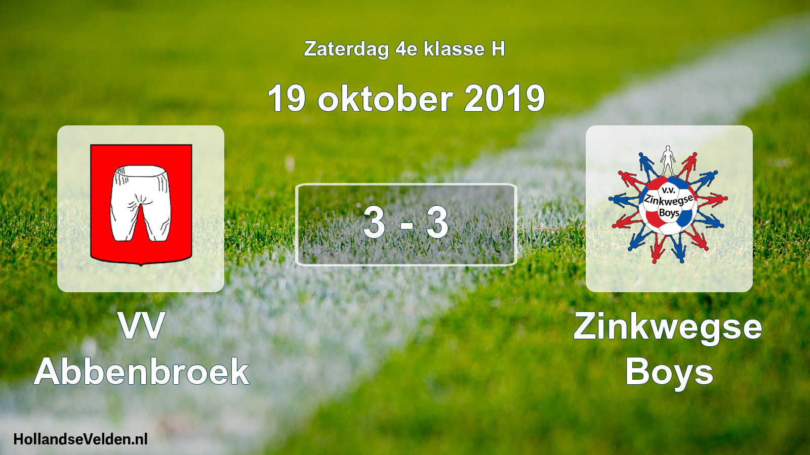 Total number of matches played: VV Abbenbroek - Zinkwegse Boys 3 - 3 (19 October 2019)