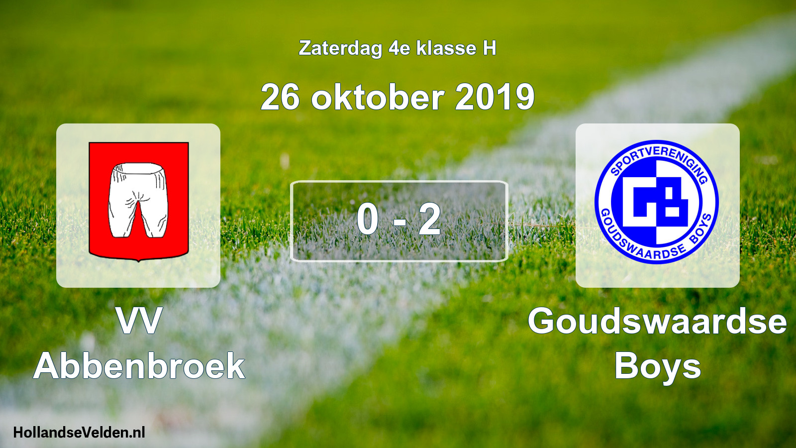 Total number of matches played: VV Abbenbroek - Goudswaardse Boys 0 - 2 (26 October 2019)