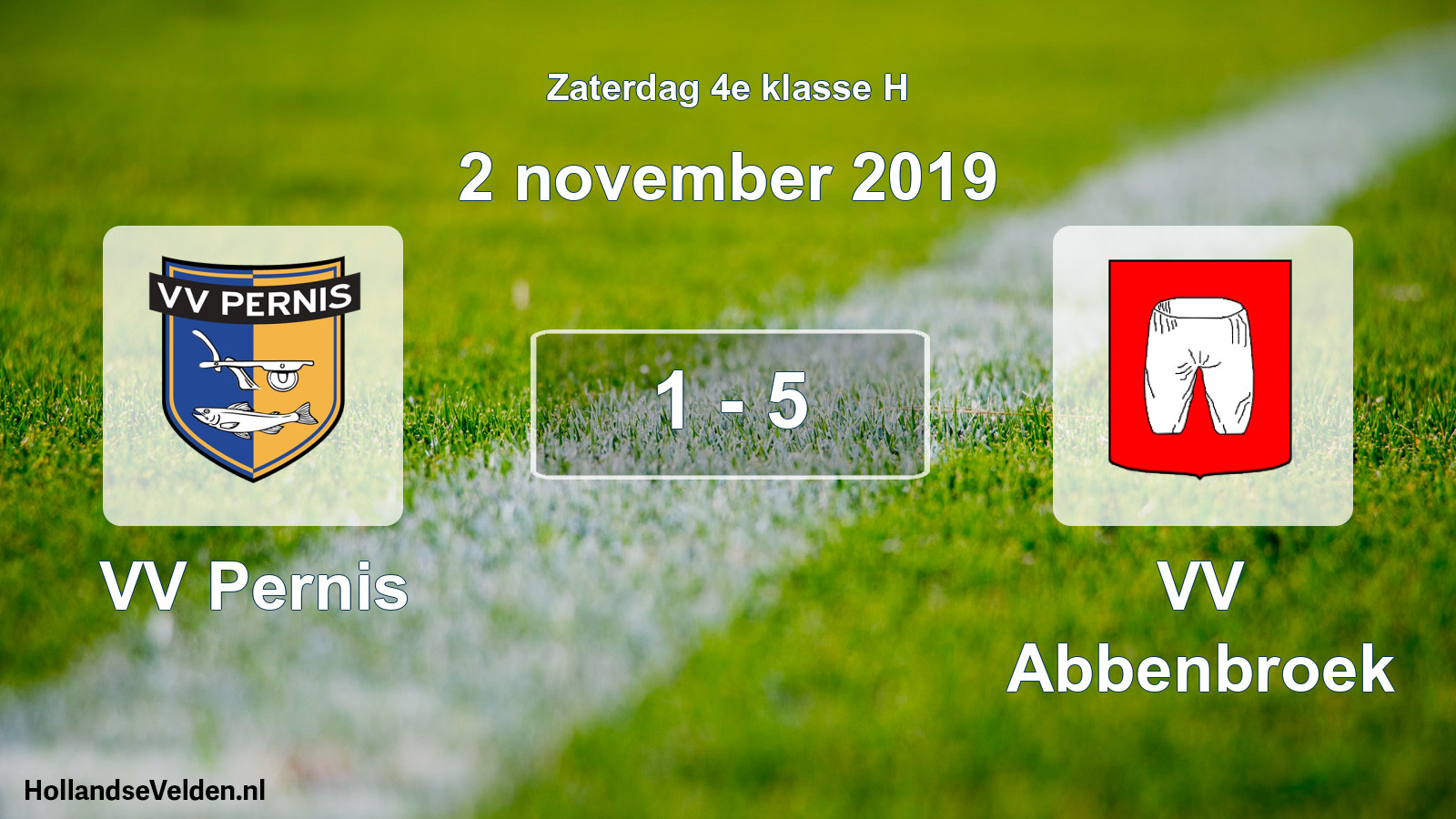Total number of matches played: VV Pernis - VV Abbenbroek 1 - 5 (2 November 2019)