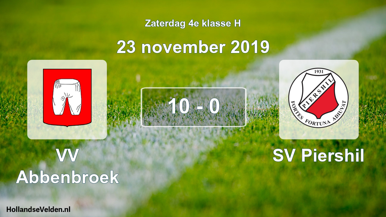 Total number of matches played: VV Abbenbroek - SV Piershil 10 - 0 (23 November 2019)