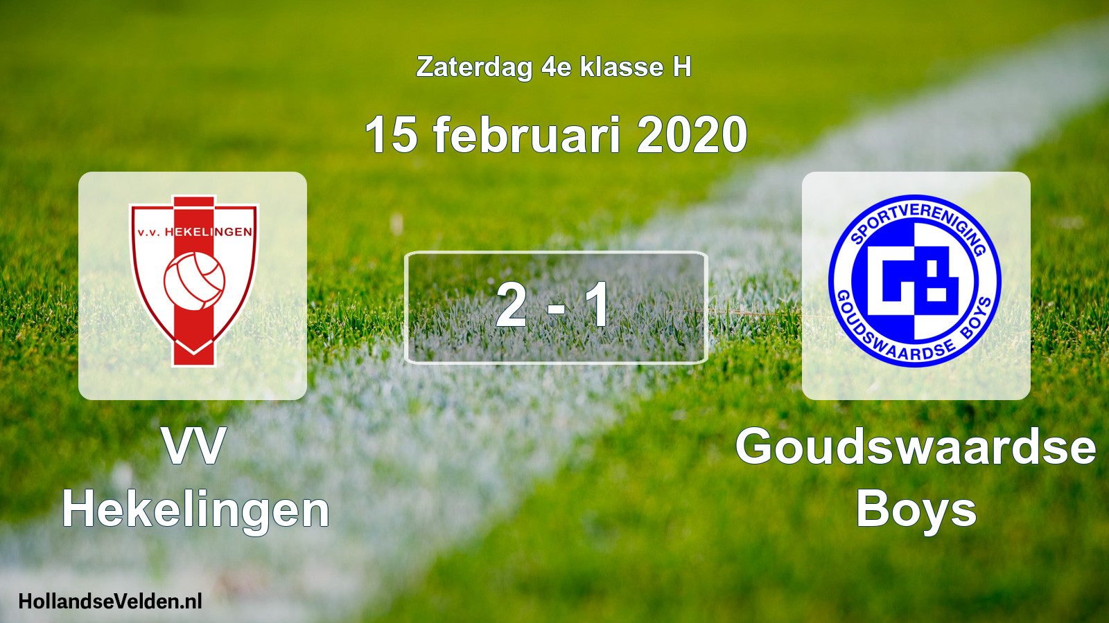 Total number of matches played: VV Hekelingen - Goudswaardse Boys 2 - 1 (15 February 2020)