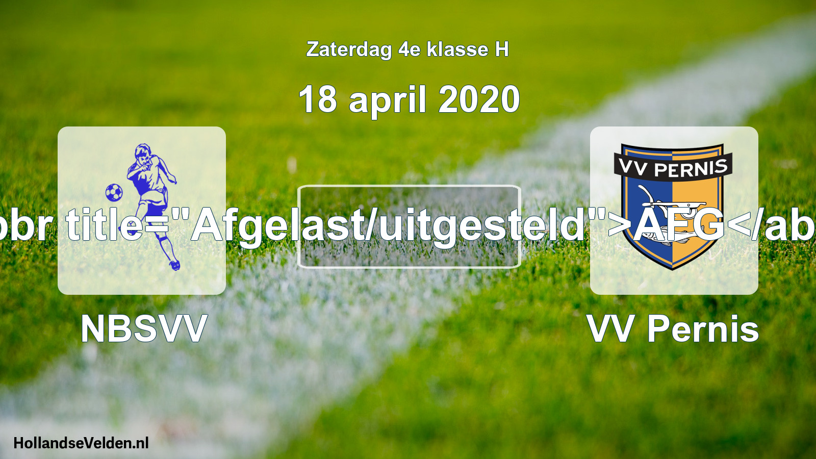 Scheduled Match: NBSVV - VV Pernis (18 April 2020)