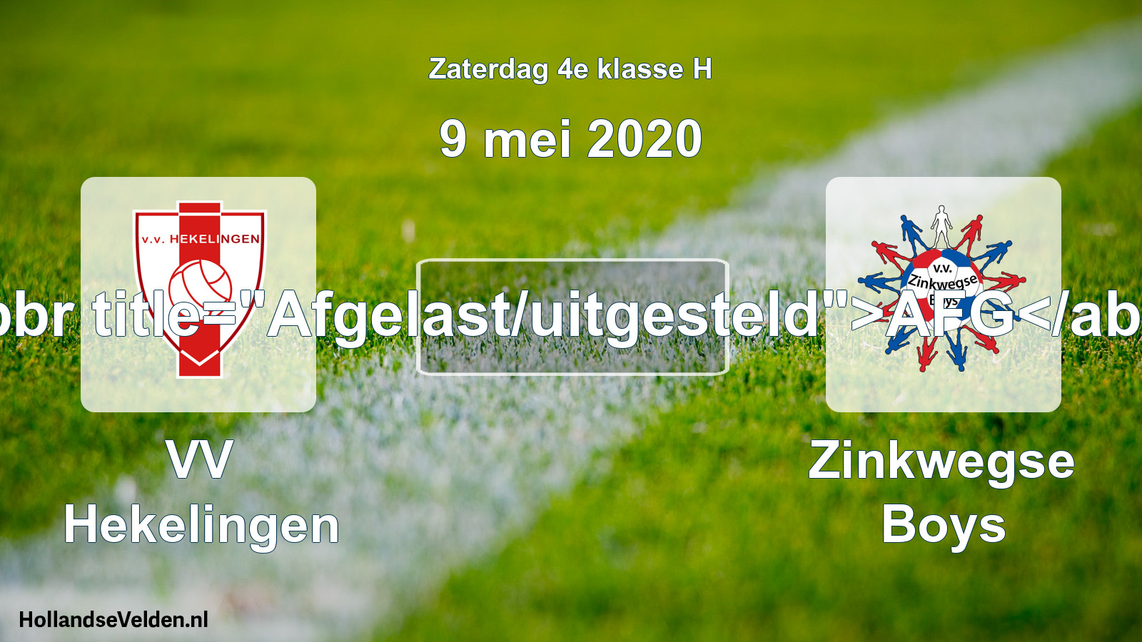 Scheduled Match: VV Hekelingen - Zinkwegse Boys (9 May 2020)