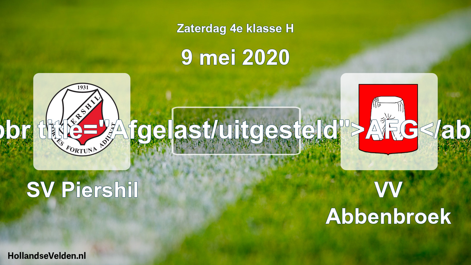 Scheduled Match: SV Piershil - VV Abbenbroek (9 May 2020)