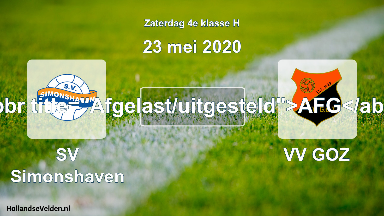 Scheduled Match: SV Simonshaven - VV GOZ (23 May 2020)