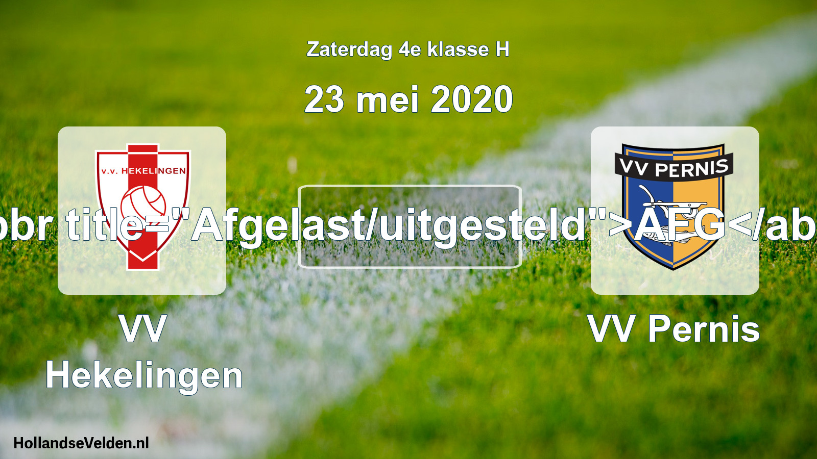 Scheduled Match: VV Hekelingen - VV Pernis (23 May 2020)