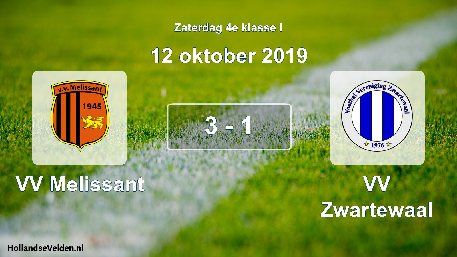 Total number of matches played: VV Melissant - VV Zwartewaal 3 - 1 (12 October 2019)
