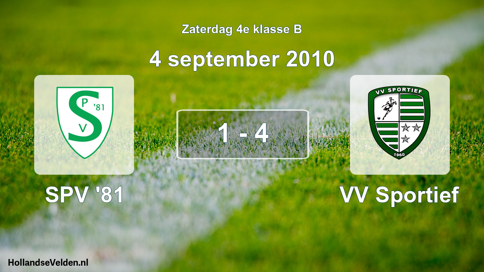 Total number of matches played: SPV '81 - VV Sportief 1 - 4 (4 September 2010)