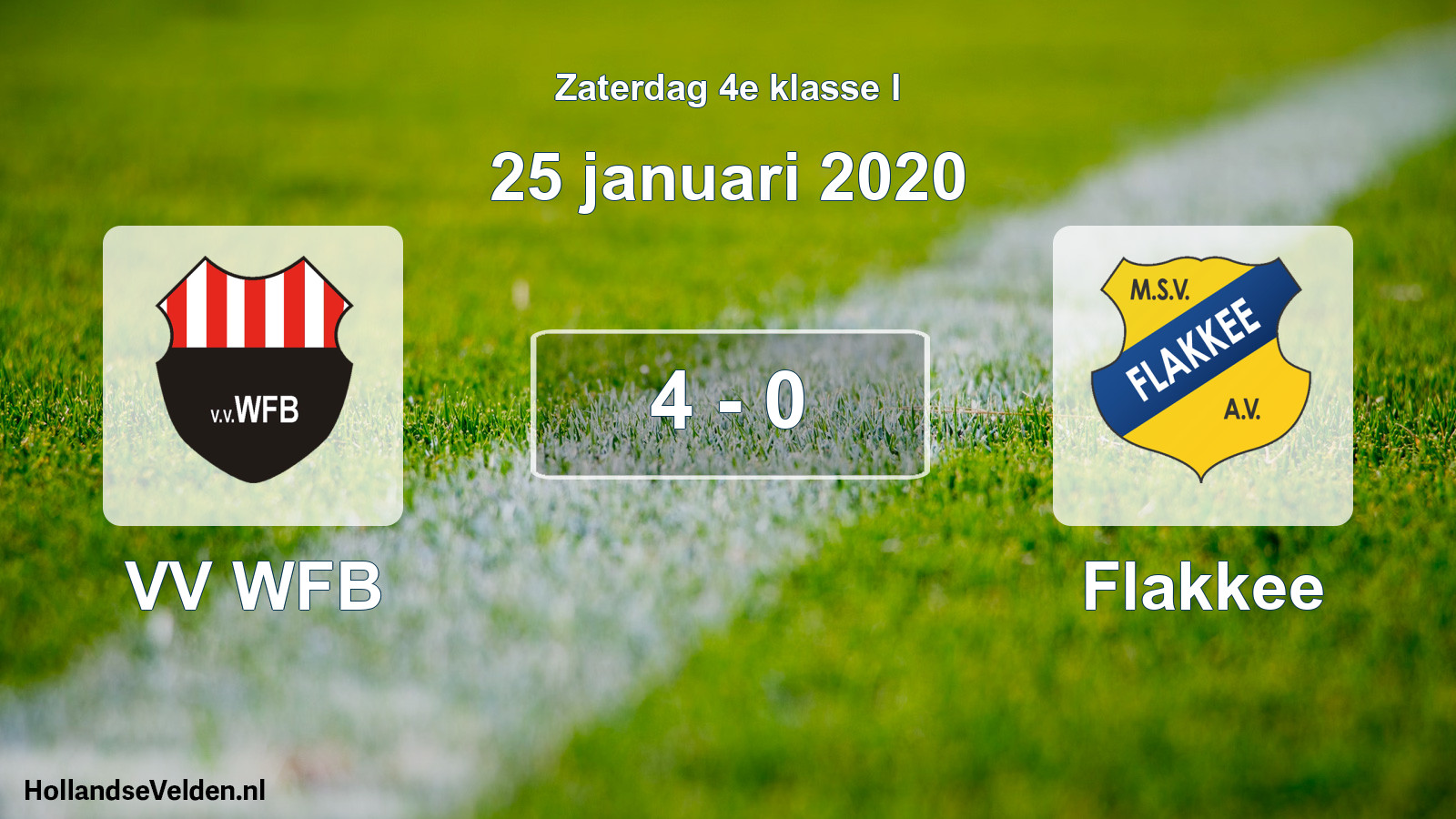 Total number of matches played: VV WFB - Flakkee 4 - 0 (25 January 2020)