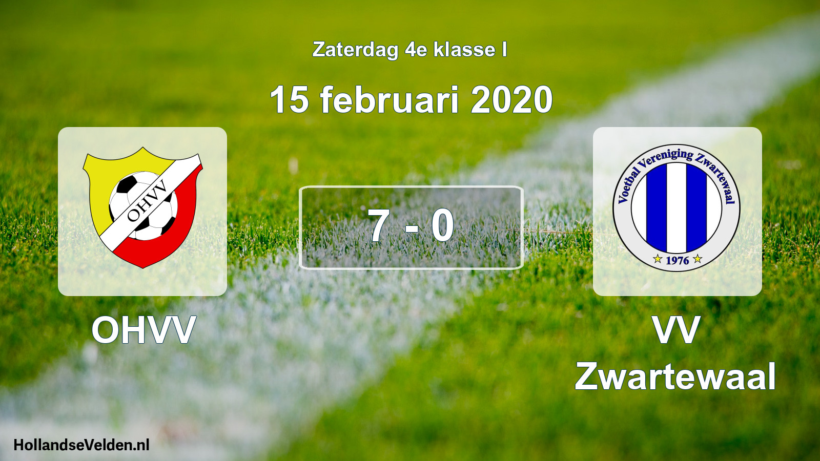 Total number of matches played: OHVV - VV Zwartewaal 7 - 0 (15 February 2020)