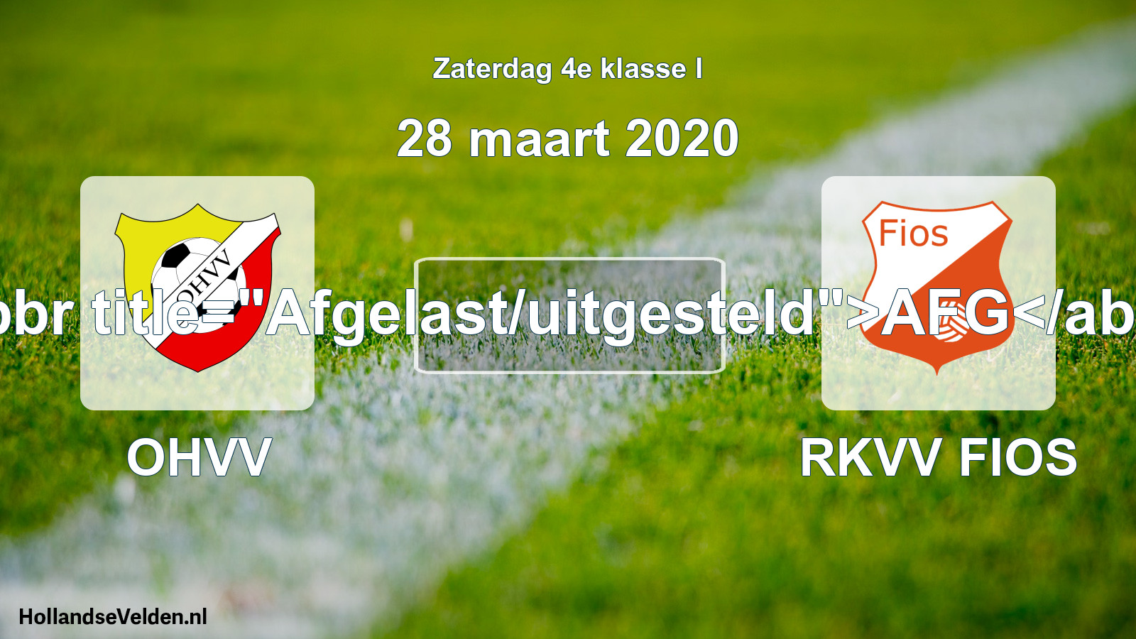 Scheduled Match: OHVV - RKVV FIOS (28 March 2020)