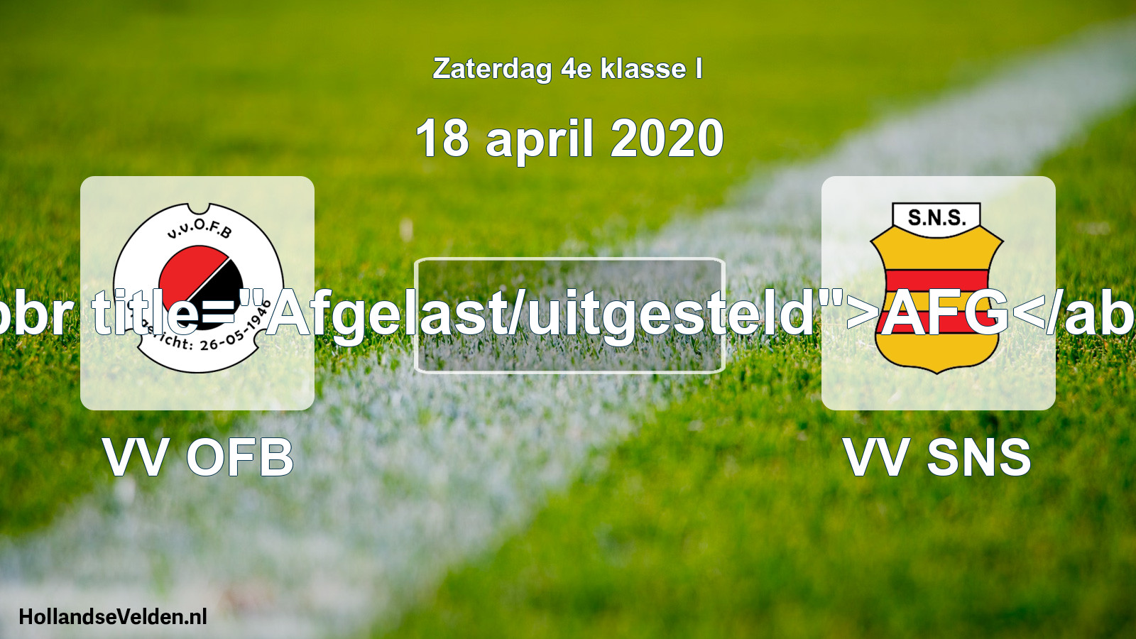 Scheduled Match: VV OFB - VV SNS (18 April 2020)