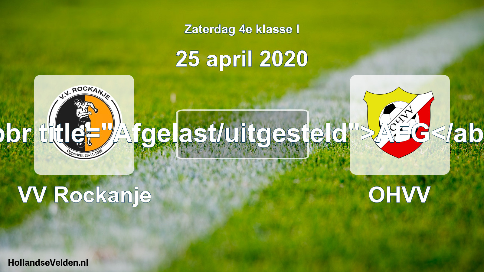 Scheduled Match: VV Rockanje - OHVV (25 April 2020)