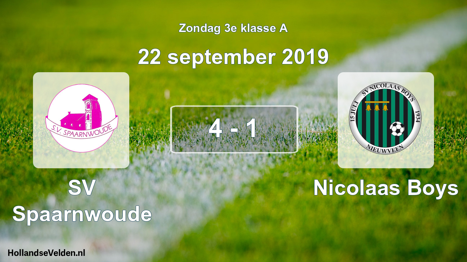 Total number of matches played: SV Spaarnwoude - Nicolaas Boys 4 - 1 (22 September 2019)
