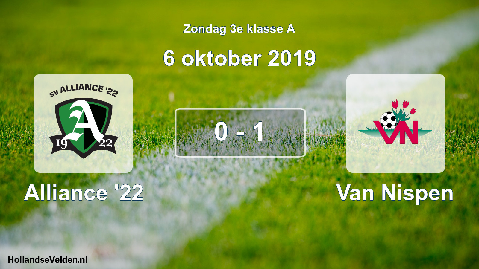 Total number of matches played: Alliance '22 - Van Nispen 0 - 1 (6 October 2019)