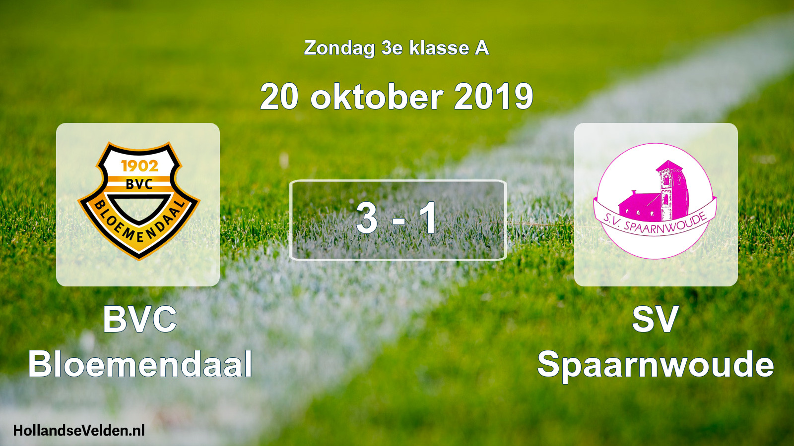 Total number of matches played: BVC Bloemendaal - SV Spaarnwoude 3 - 1 (20 October 2019)