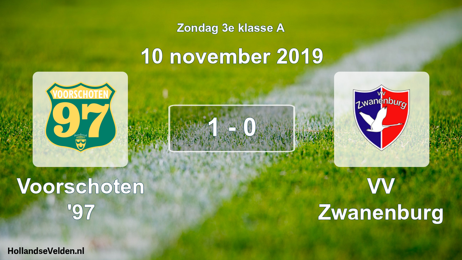Total number of matches played: Voorschoten '97 - VV Zwanenburg 1 - 0 (10 November 2019)