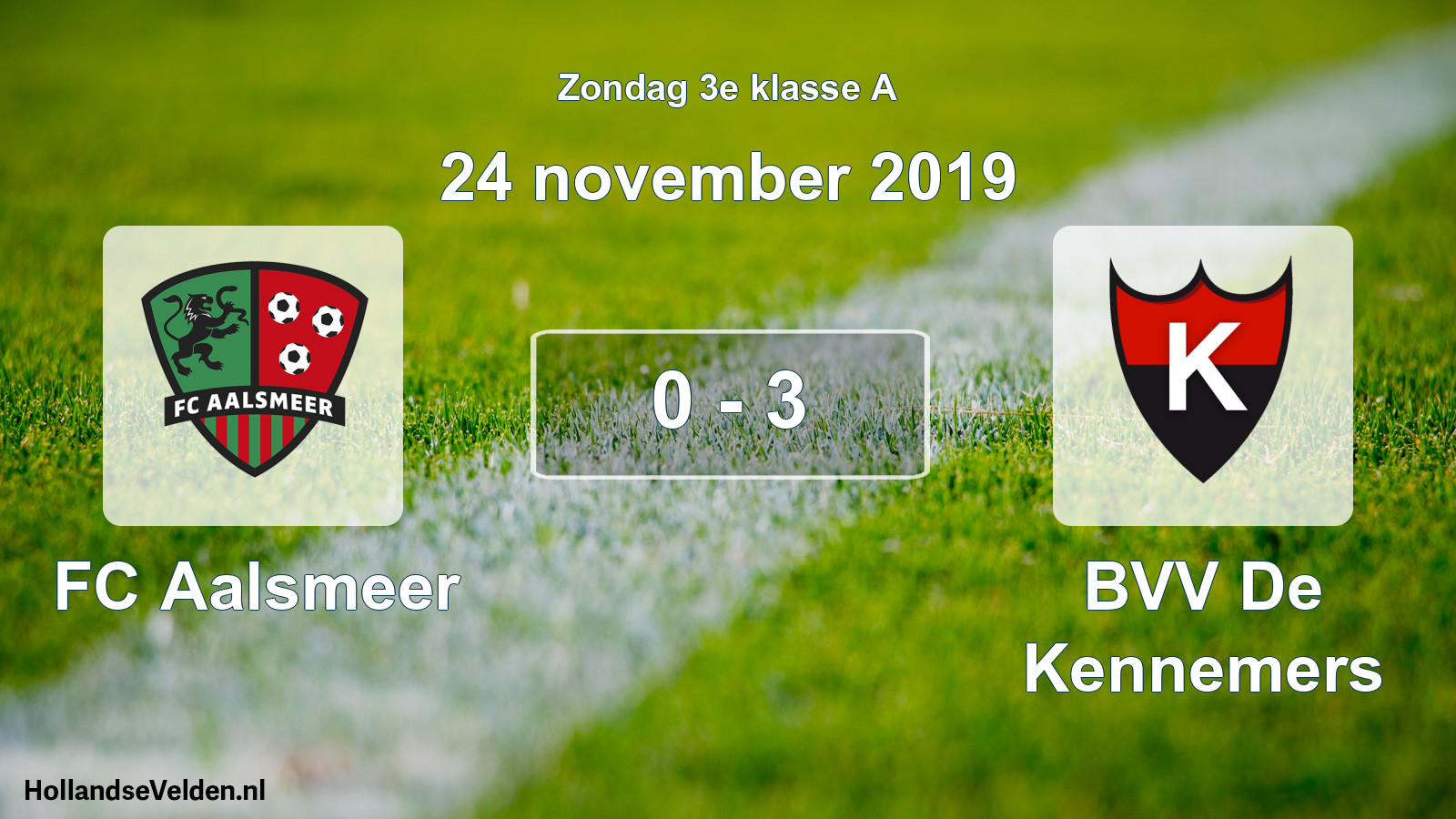 Total number of matches played: FC Aalsmeer - BVV De Kennemers 0 - 3 (24 November 2019)