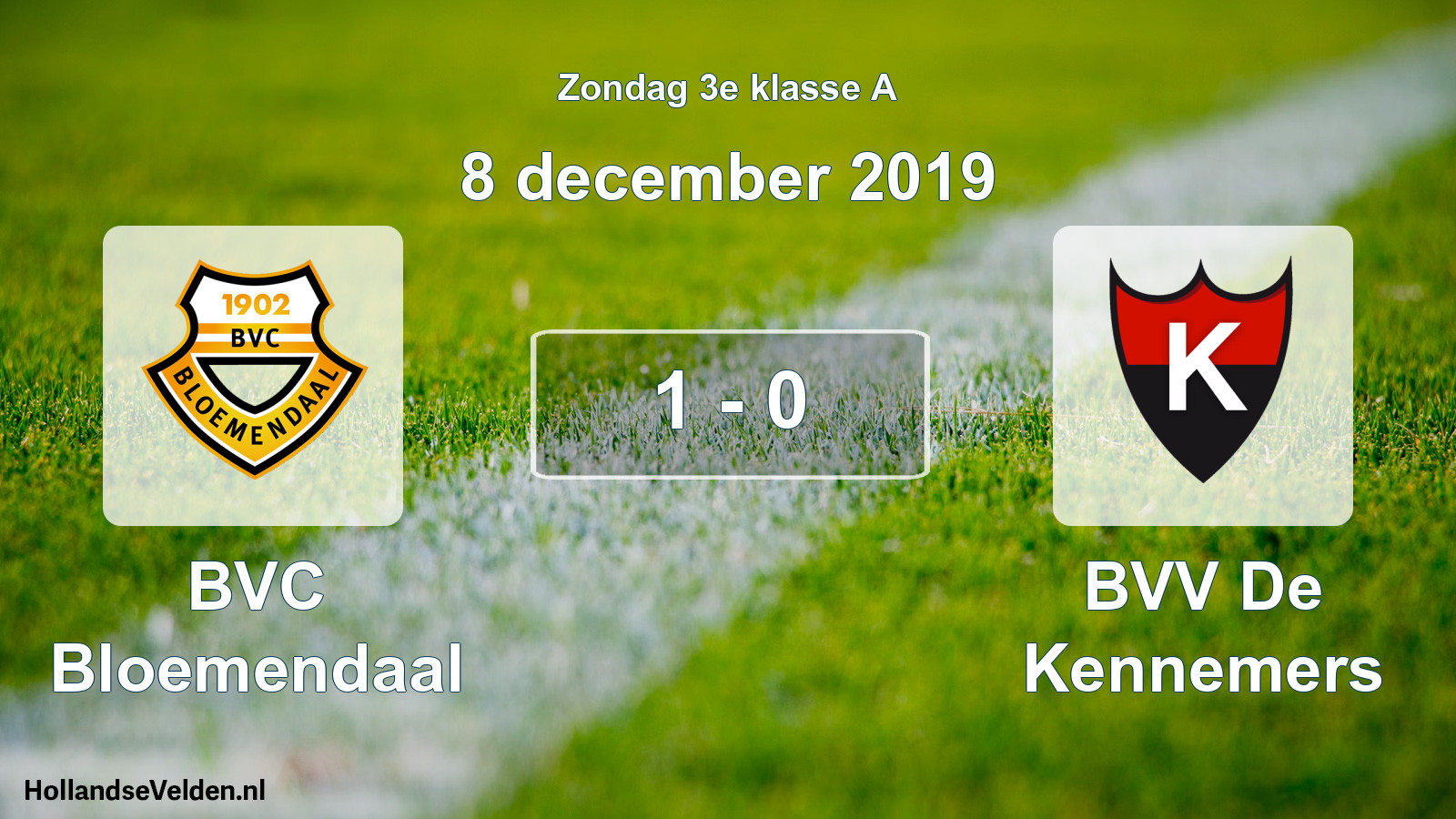 Total number of matches played: BVC Bloemendaal - BVV De Kennemers 1 - 0 (8 December 2019)