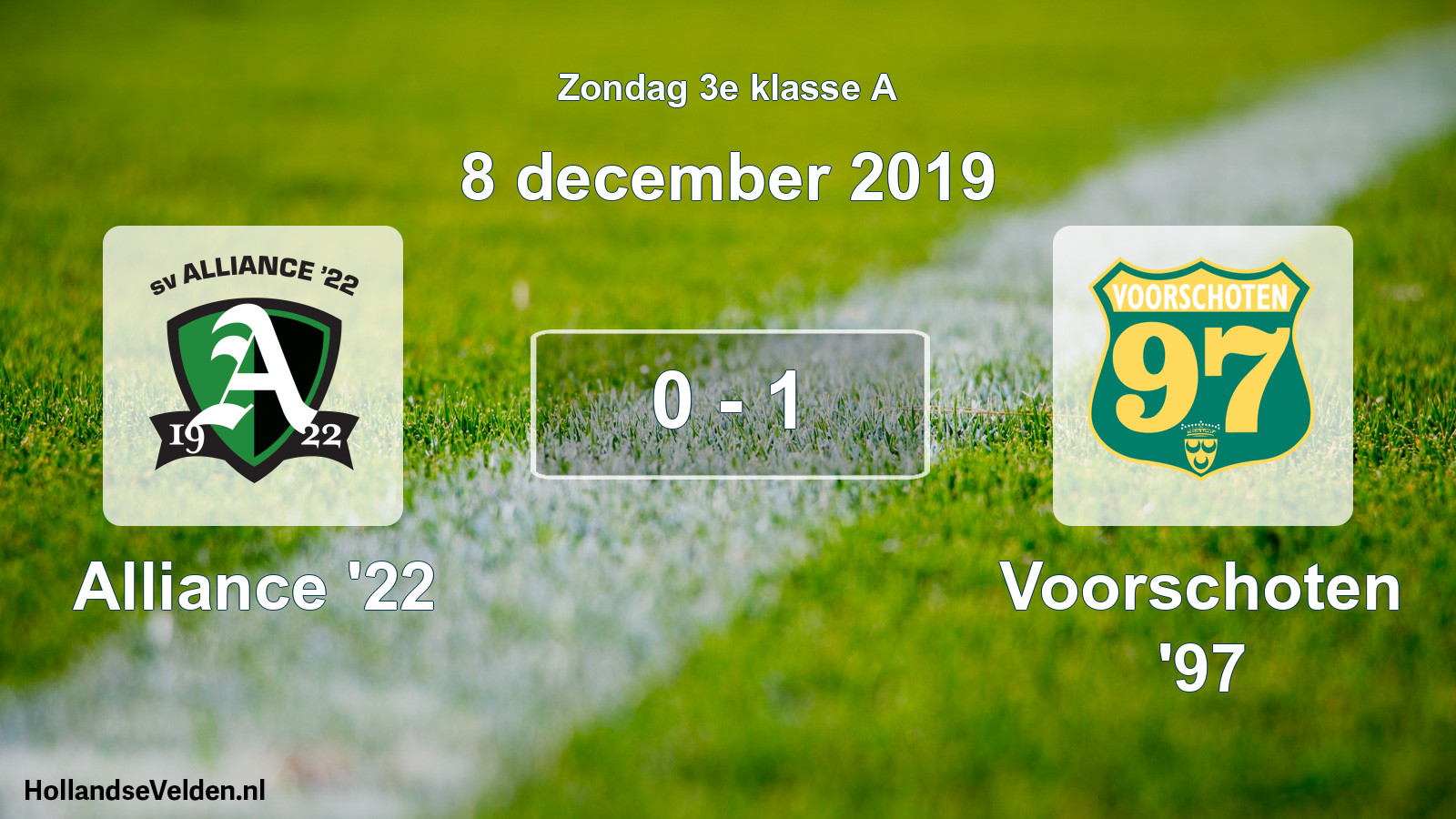 Total number of matches played: Alliance '22 - Voorschoten '97 0 - 1 (8 December 2019)