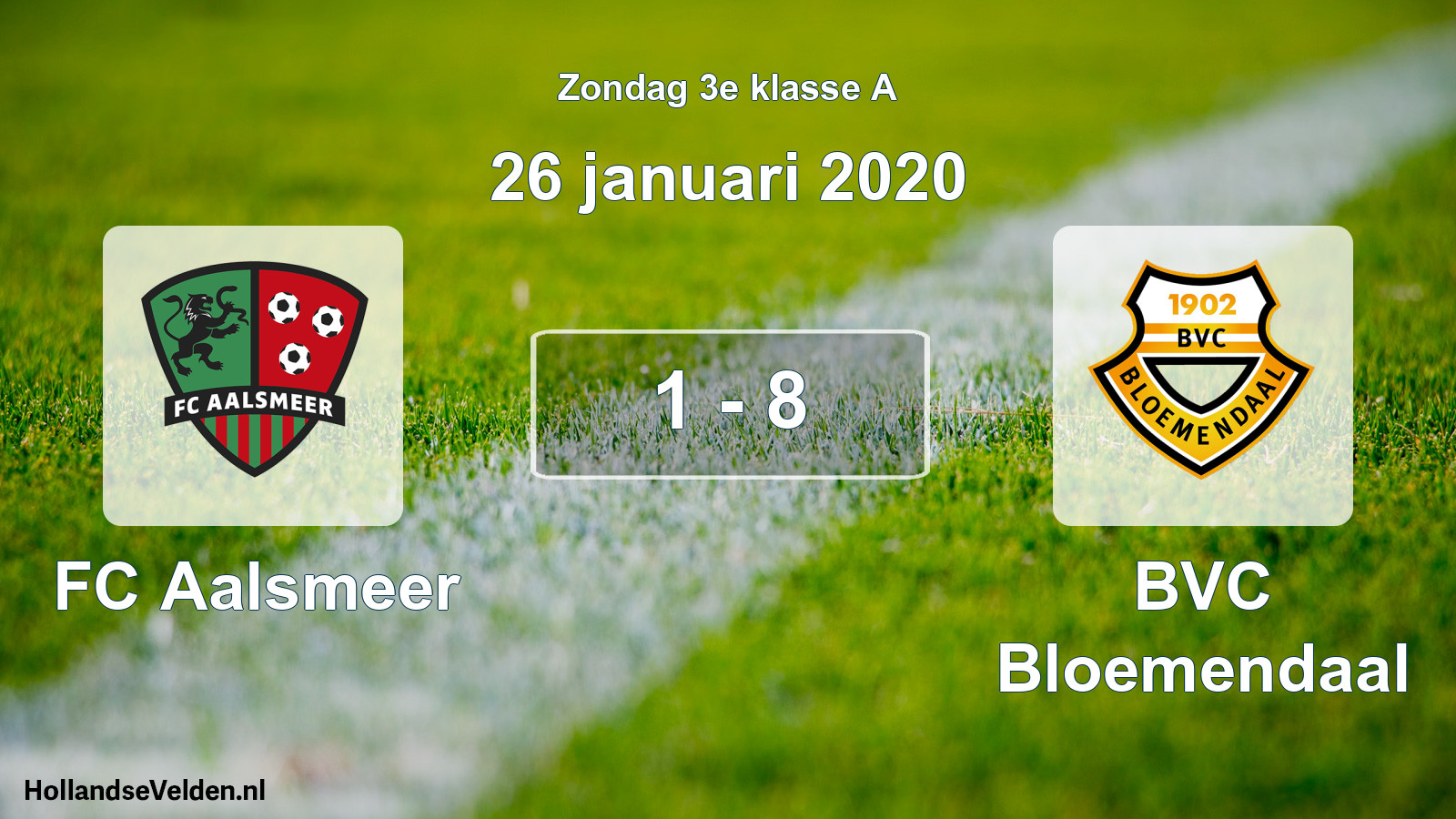 Total number of matches played: FC Aalsmeer - BVC Bloemendaal 1 - 8 (26 January 2020)