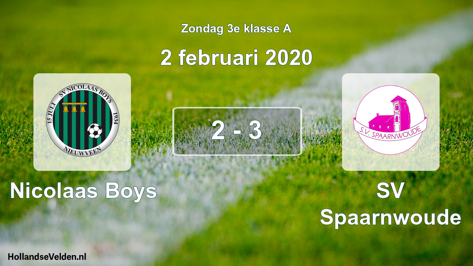 Total number of matches played: Nicolaas Boys - SV Spaarnwoude 2 - 3 (2 February 2020)